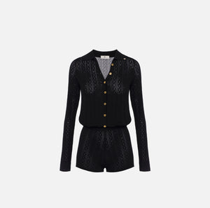 Strick-Jumpsuit mit Ajour-Stickereien