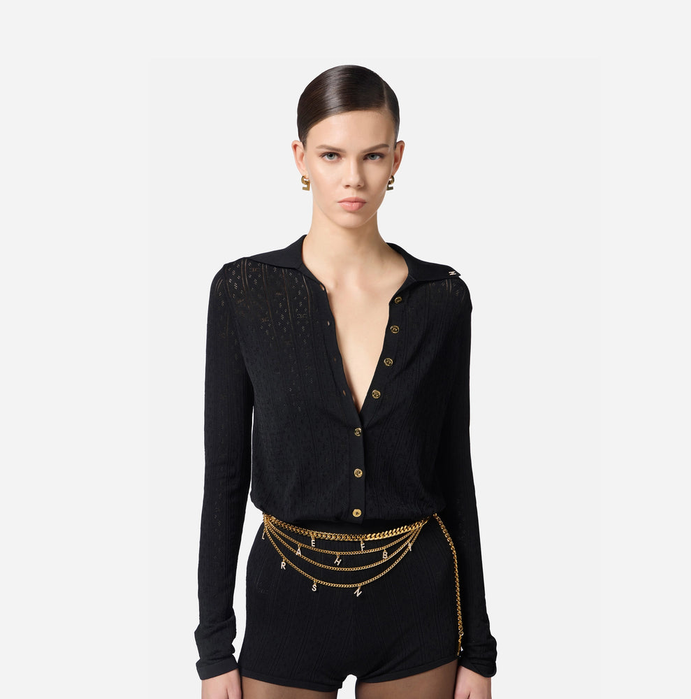 Strick-Jumpsuit mit Ajour-Stickereien