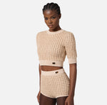 Top aus Bouclé mit Pailletten