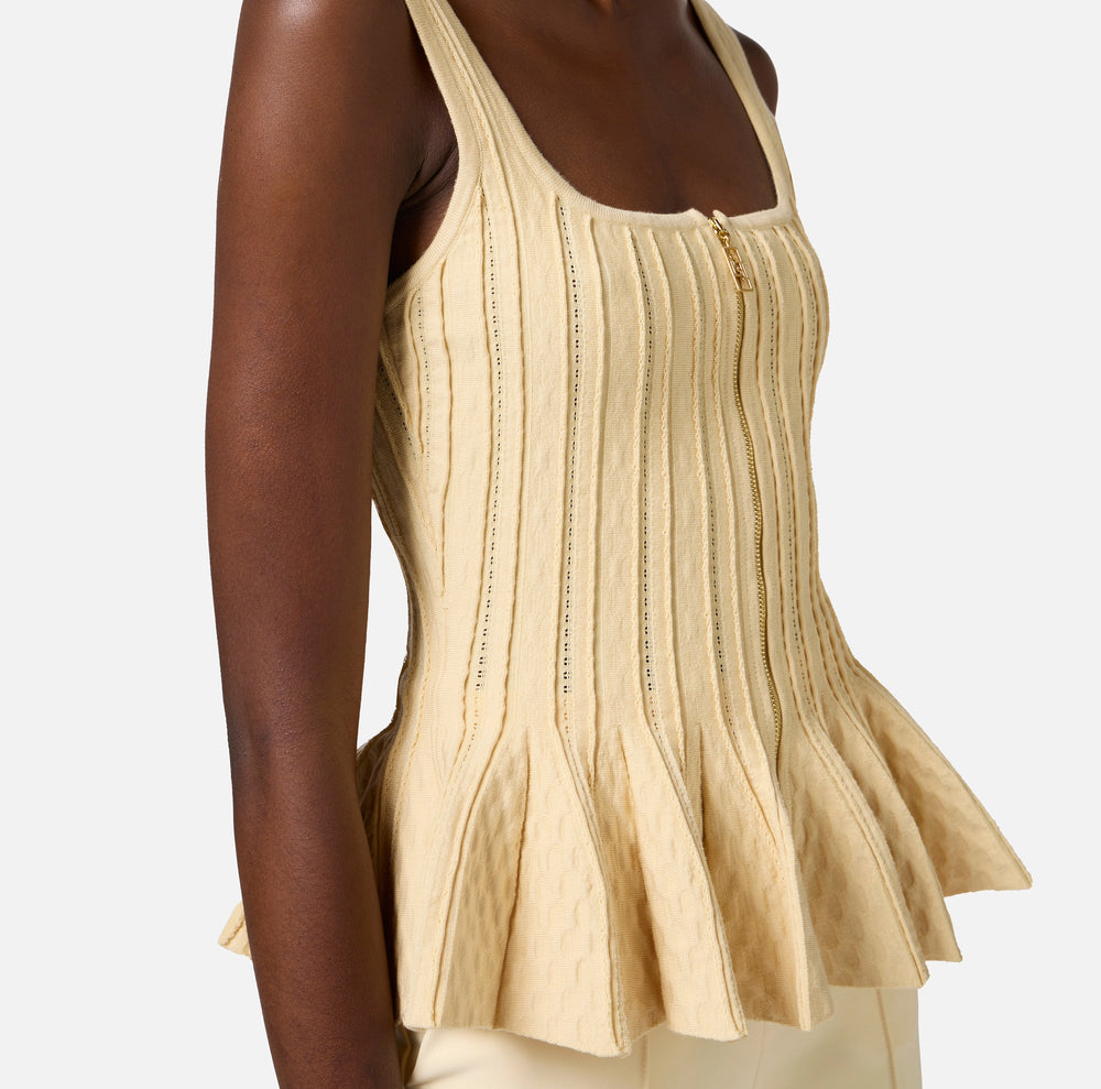 Stricktop im Falten-Design mit Schößchen