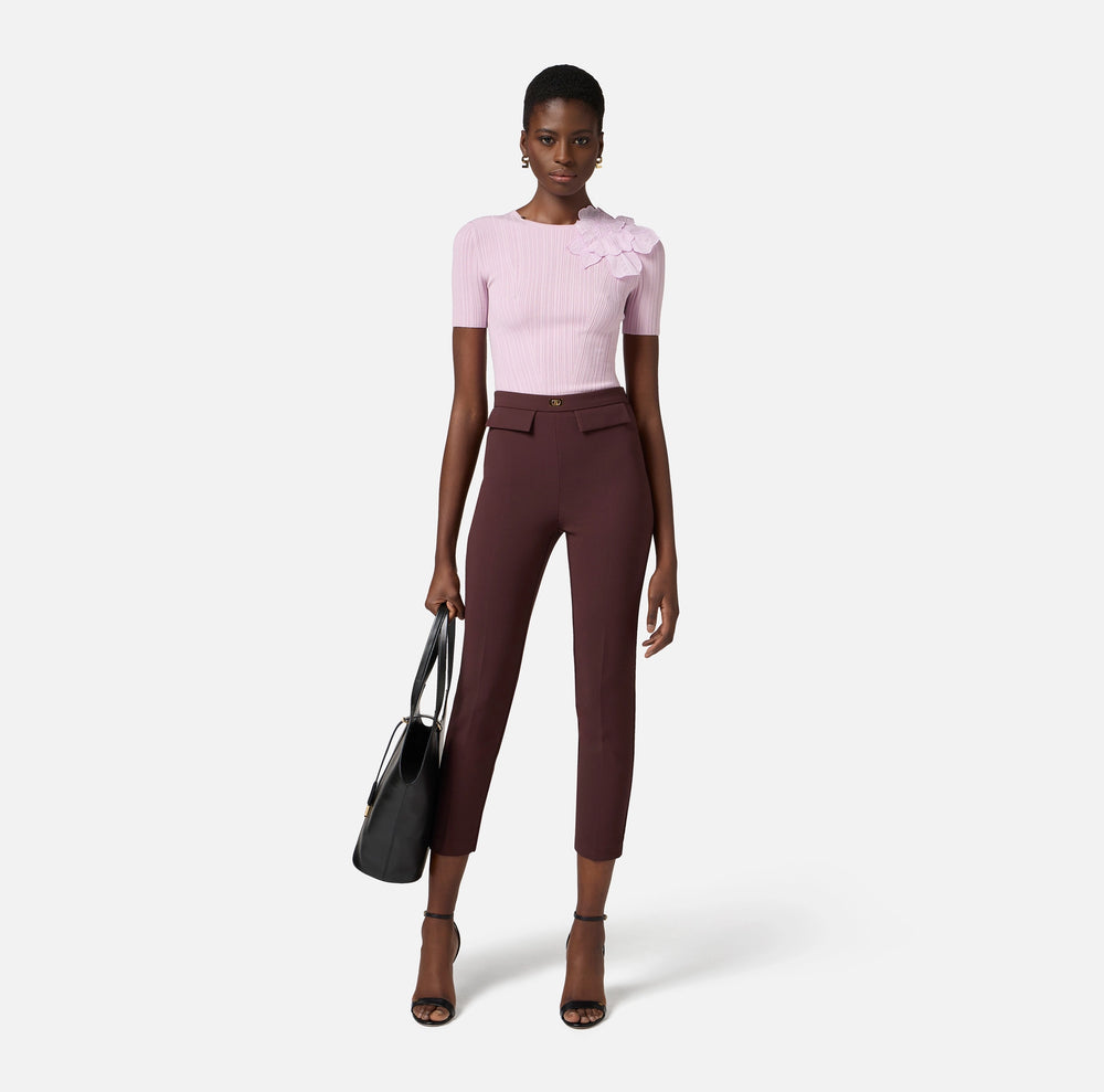 Strickpullover mit Blume