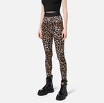 Leggings aus Lycra mit Animal-MusterLeggings aus glänzendem Lycra mit Allover-Animal-Print und elastischem Logo-Band.Leggings aus glänzendem Lycra mit Allover-Animal-Print und elastischem Logo-Band.