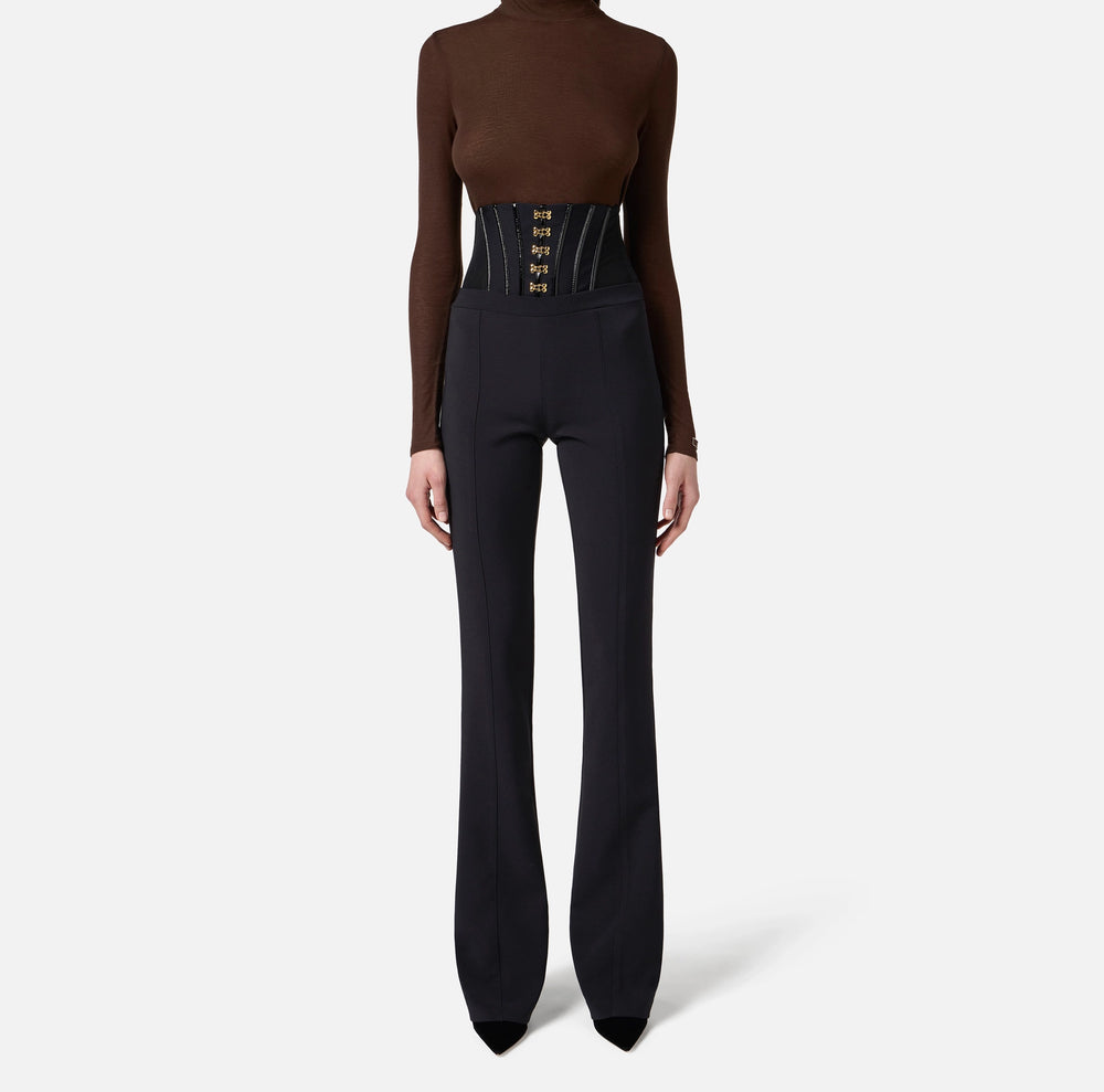 Pantaloni in crêpe leggero con ganci gioiello