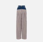.Cargo-Hose aus Baumwolle mit Schößchen aus Denim