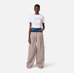 .Cargo-Hose aus Baumwolle mit Schößchen aus Denim