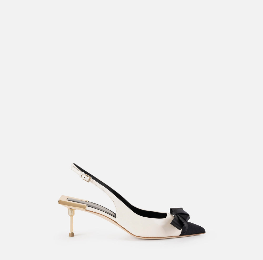 Slingback aus Nappaleder mit Satin-Schleife