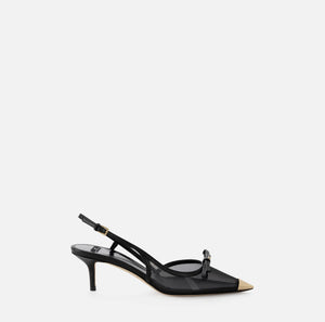Slingback aus Nappaleder und Netzgewebe