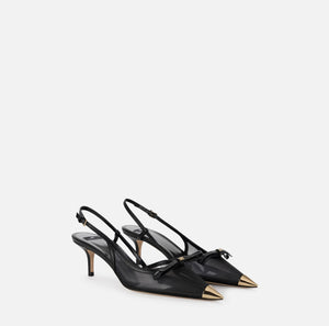 Slingback aus Nappaleder und Netzgewebe