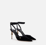 Slingback aus Leder mit Schmuckabsatz