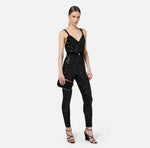 Jumpsuit aus Pailletten mit Gürtel