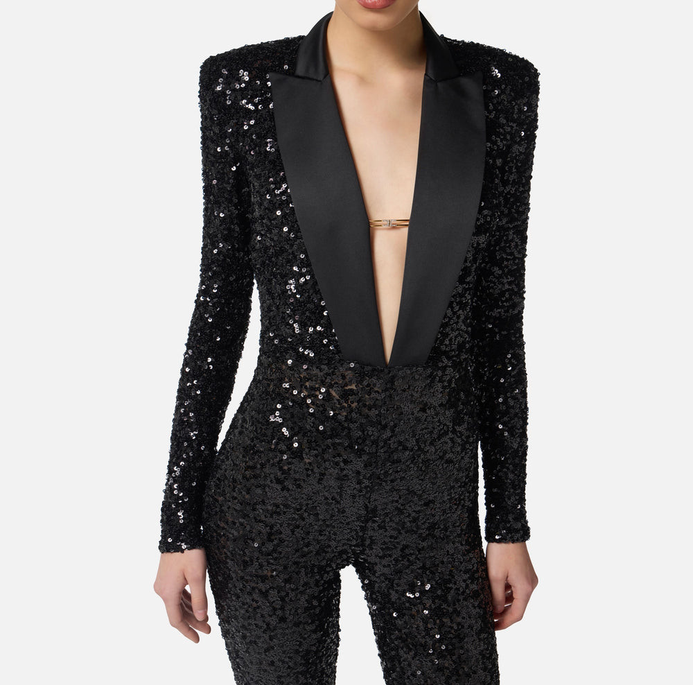 Red Carpet-Jumpsuit mit Allover-Paillettenbesatz