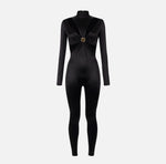 Jumpsuit aus Lycra mit Cut-out-Motiv und Logo-Accessoire