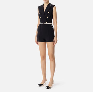 Zweireiher-Jumpsuit aus Crêpe mit Piping