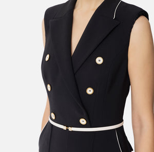 Zweireiher-Jumpsuit aus Crêpe mit Piping
