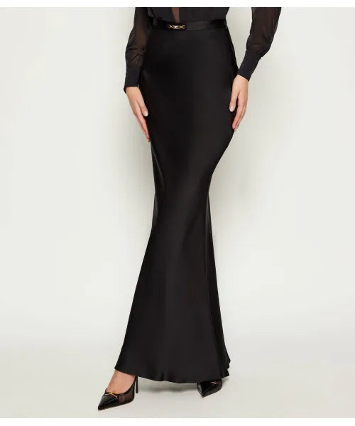 Gonna in satin crêpe con dettaglio gioiello