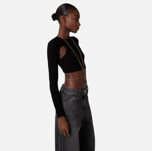 Cropped-Top aus Lyocell in Rippoptik mit Cut-out