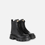 Biker-Boots aus Nappaleder mit Logo-Plakette