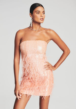 ANASTASIA SEQUIN FEATHER DRESS