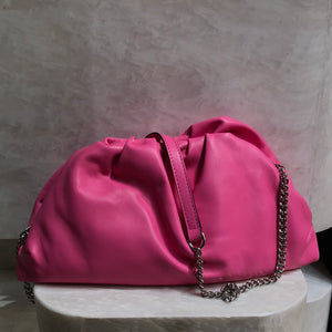 Mittlere Umhänge Tasche Echtleder Pink